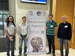 IMG_0821.jpeg From left to right: Alish Dipani, inaugural graduate fellow for the Center of Excellence in Computational Cognition (CoCo); Doby Rahnev, psychology professor and founding director of CoCo; Bob Wilson, associate professor in psychology and newly appointed CoCo director; Sashank Varma, psychology professor and conference co-organizer.